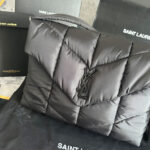 Saint Laurent Puffer Messenger Bag In Econyl Regenerated Nylon Black